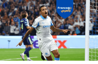 ماسون غرينوود يحتفل بالهدف الثالث لمارسيليا في مواجهة أياكس في دوري أبطال أوروبا في ملعب أورانج فيلودروم، مارسيليا، فرنسا، 30 سبتمبر 2025